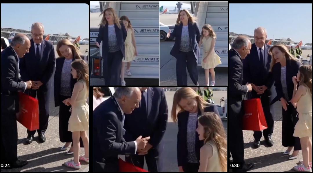 Italian PM Giorgia Meloni's daughter hides from flashing cameras at G7 Summit
