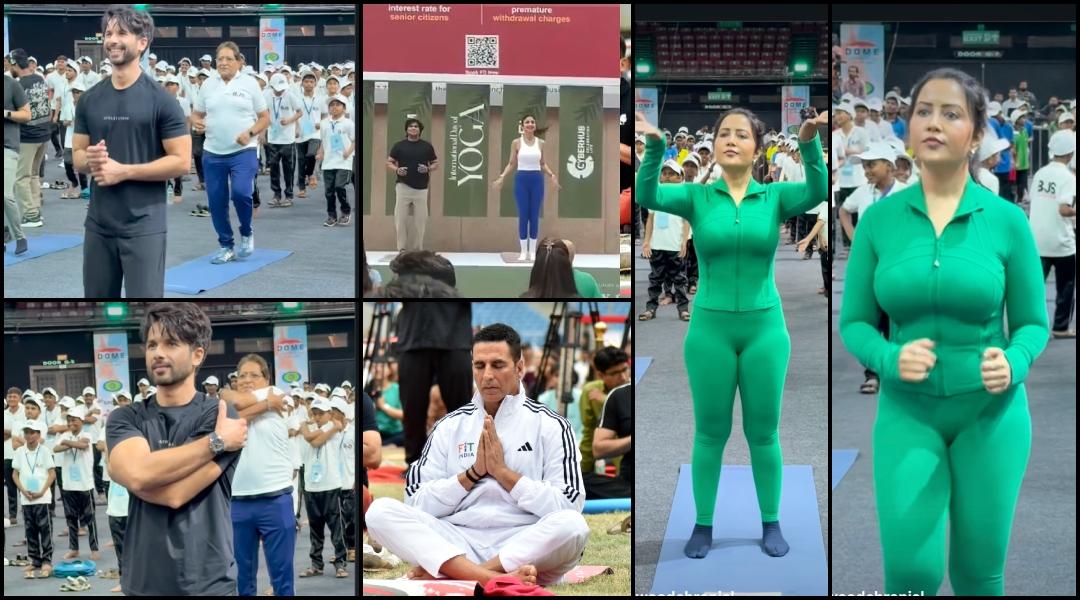 Yoga Day 2026: Amruta Fadnavis stuns in body-hugging green outfit, Shahid Kapoor slays in black; Shilpa Shetty and Akshay Kumar twin in white