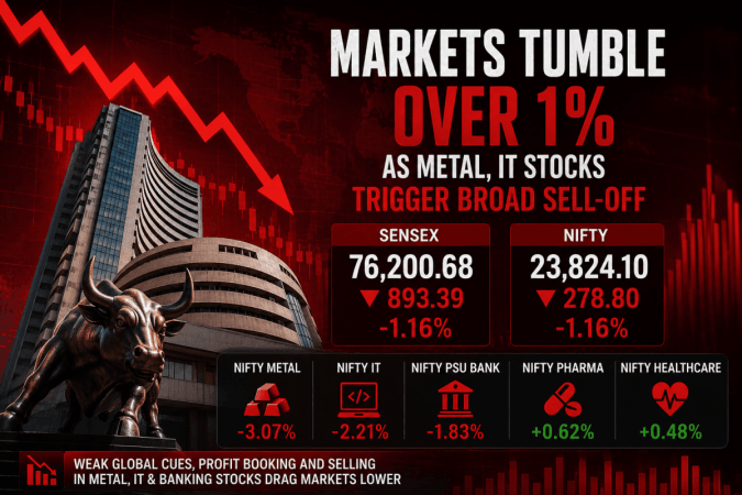 Sensex sheds over 800 points, Nifty drops over 1% as metal and IT stocks crack Sensex sheds over 800 points, Nifty drops over 1% as metal and IT stocks crack