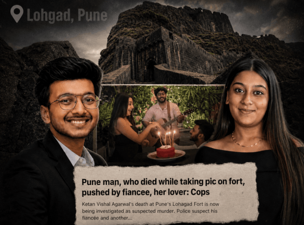 Pune woman, lover accused of pushing fiancé off Lohagad Fort to stop wedding; sent to custody till June 29 Pune woman, lover accused of pushing fiancé off Lohagad Fort to stop wedding; sent to custody till June 29