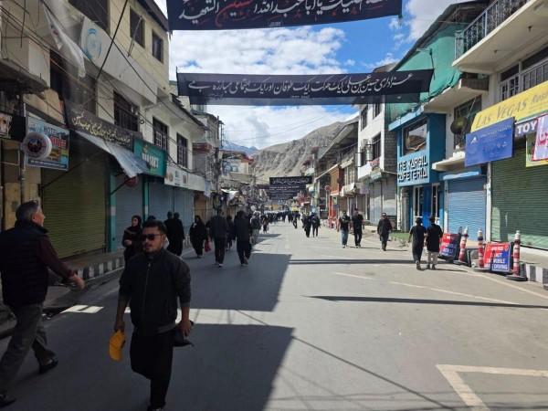 A view of the market of Kargil during the bandh call given by agitating groups on June 23 Bandh
