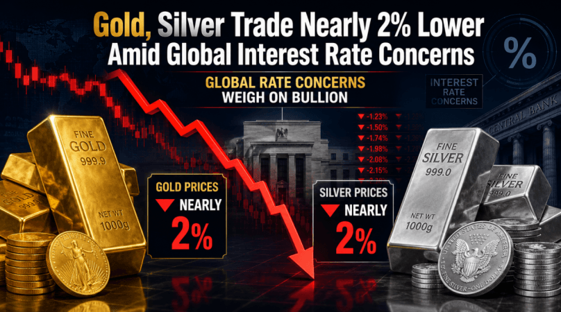 Gold slips below ₹1.45 lakh, silver drops nearly 2% on rate hike worries