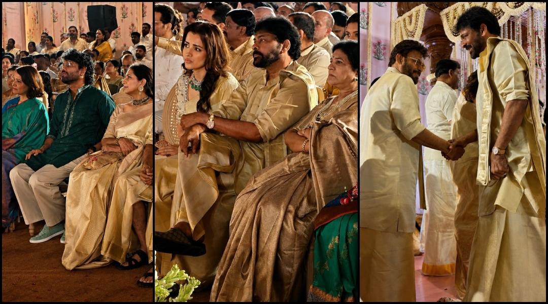 Trisha Krishnan misses Vijay as he skips; Chiranjeevi, Anil Kapoor, Jackie Shroff wear vesti, mundu as they attend Khushbu Sundar's daughter's wedding in Goa