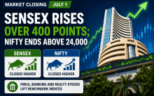 Market closing July 1: Sensex Rises Over 400 Points; Nifty Ends Above 24,000