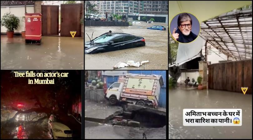 Mumbai rains: Amitabh Bachchan's Juhu bungalow flooded; Bhandup road caves in, tree falls on Urvashi Dholakia's son's car Mumbai rains: Amitabh Bachchan's Juhu bungalow flooded; Bhandup road caves in, tree falls on Urvashi Dholakia's son's car