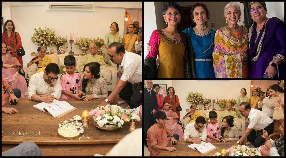 Aamir Khan and Gauri Spratt are married! Couple twin in white; Kiran Rao, Reena Dutta skip ex-husband Aamir Khan's third wedding