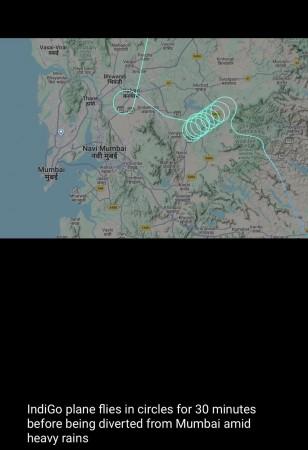 IndiGo Delhi-Mumbai Flight Circles Over City Before Diverting to Hyderabad Amid Heavy Mumbai Rains IndiGo Delhi-Mumbai Flight Circles Over City Before Diverting to Hyderabad Amid Heavy Mumbai Rains