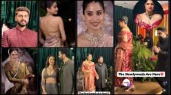 Anshula Kapoor wears high heels despite being taller than her husband Rohan; Janhvi and Shanaya Kapoor look sensuous in backless bralette-style outfits at reception