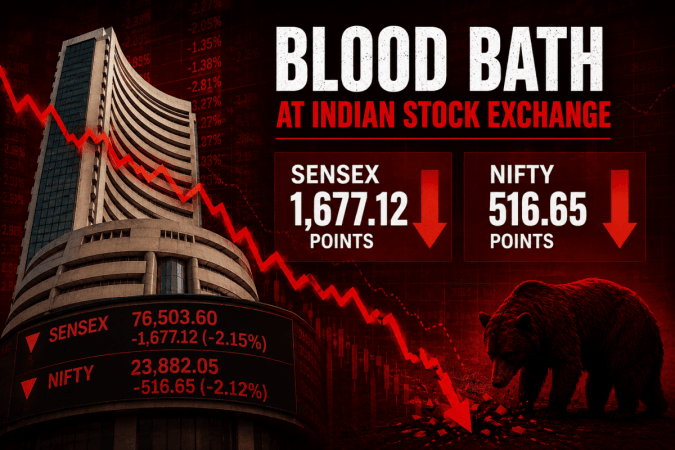 Bloodbath at Dalal Street: Sensex plunges 1,677 points, Nifty drops 517 amid Iran-US tensions Bloodbath at Dalal Street: Sensex plunges 1,677 points, Nifty drops 517 amid Iran-US tensions