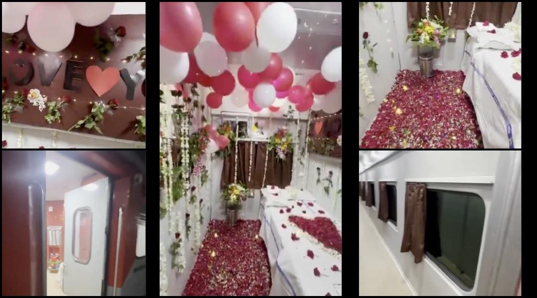 HONEYMOON SUITE: Indian Railways suspends ticket checker after newlywed couple's decorated First AC coupe goes viral