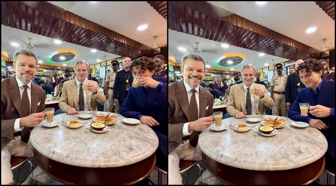 Christopher Nolan, Tom Holland And Matt Damon Sip Chai At A 108-Year-Old Iconic Restaurant In Mumbai