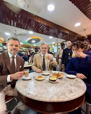 Christopher Nolan, Tom Holland And Matt Damon Sip Chai At A 108-Year-Old Iconic Restaurant In Mumbai Christopher Nolan, Tom Holland And Matt Damon Sip Chai At A 108-Year-Old Iconic Restaurant In Mumbai