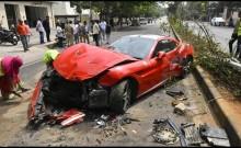Speeding Ferrari worth Rs 3.5 crore crashes into apartment gate in Hyderabad's Jubilee Hills
