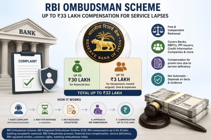 RBI Ombudsman Scheme allows compensation of up to Rs 33 lakh for service lapses