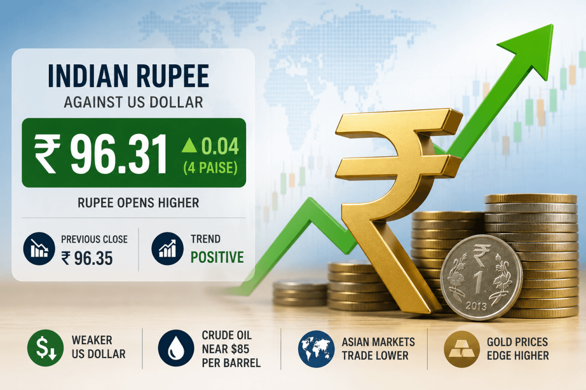 Rupee Gains 4 Paise as Weaker Dollar Offsets Global Market Jitters
