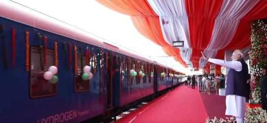 PM Modi flags off India's first hydrogen train from Jind