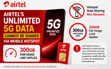Airtel clarifies unlimited 5G data cannot be shared via mobile hotspot; 300GB fair usage limit applies