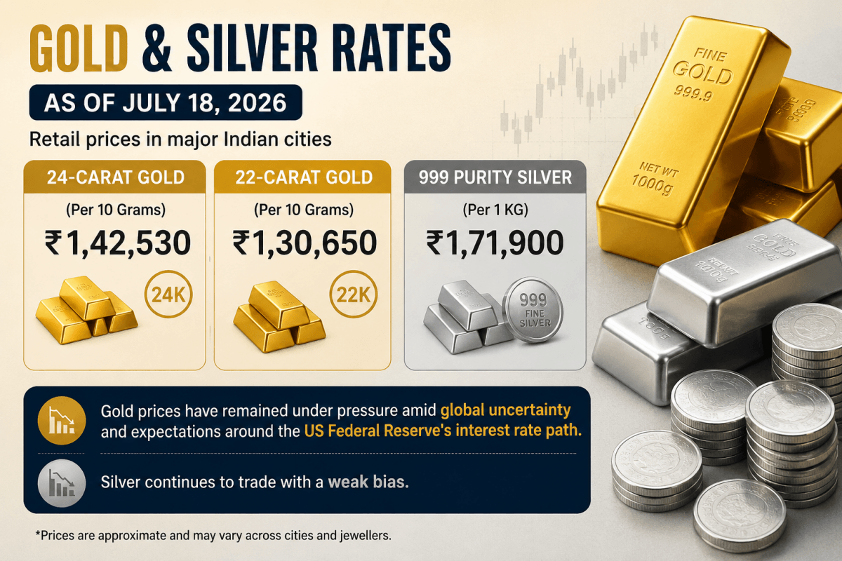 Gold, Silver Prices Today: 24K Gold at ₹1,42,530, Silver at ₹1,71,900/kg; MCX Outlook Remains Volatile