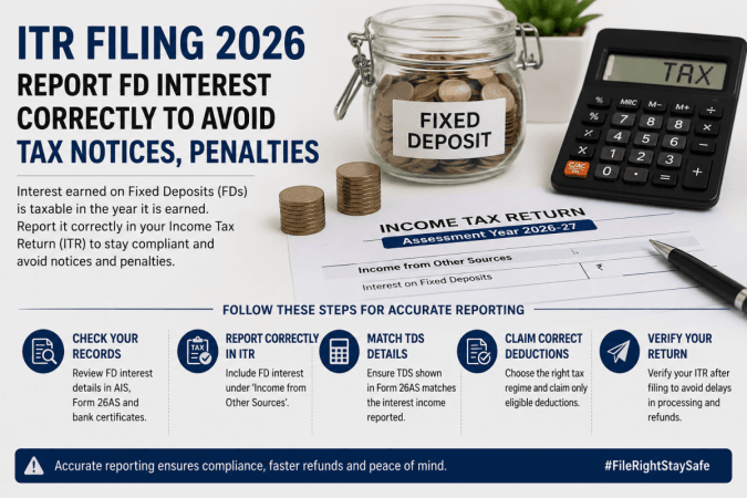 ITR Filing 2026: Filing Your ITR? Report FD Interest Correctly, Avoid Tax Notices & Penalties ITR Filing 2026: Filing Your ITR? Report FD Interest Correctly, Avoid Tax Notices & Penalties