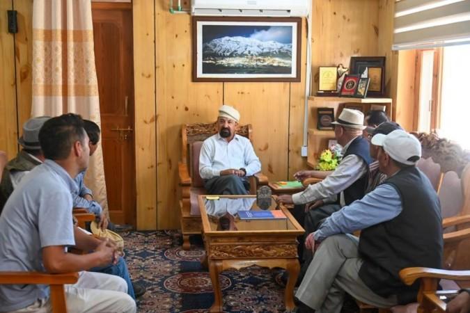 Chairman-cum-Chief Executive Councilor of Ladakh Autonomous Hill Development Council Kargil interacting with delegation on Saturday Mohammad Jaffer Akhoon