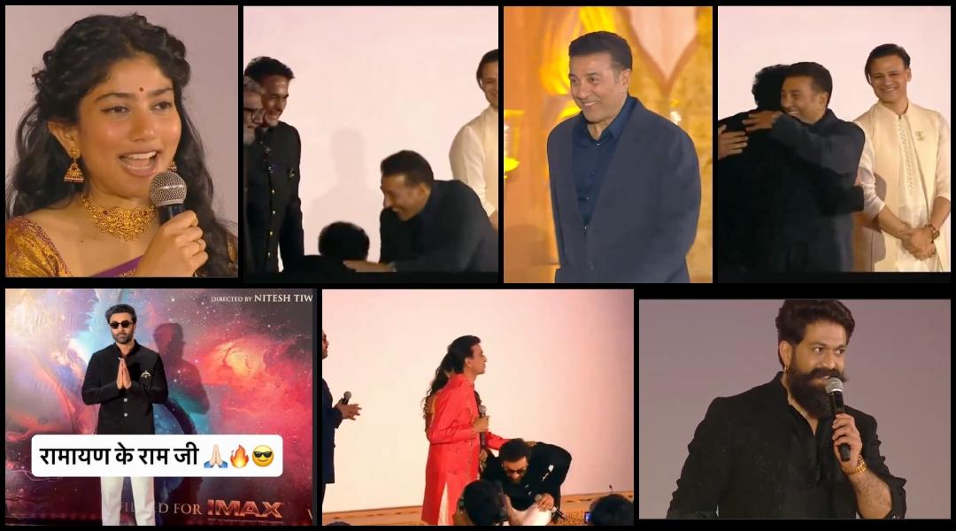Ranbir Kapoor chants 'Jai Shri Ram', touches Sunny Deol, Kumar Vishwas' feet; Sai Pallavi struggles to speak Hindi at Ramayana launch