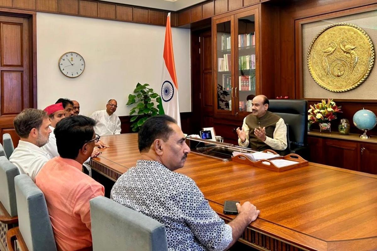 Rahul Gandhi, Opposition MPs meet Speaker Om Birla; seek Parliament discussion on NEET protest violence, paper leak