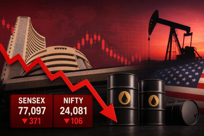 Sensex falls 371 points, Nifty slips below 24,100 amid rising crude, US tariff concerns