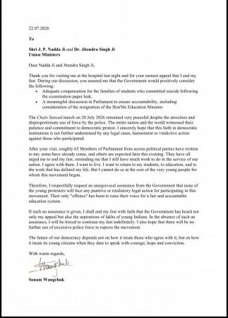 Sonam Wangchuk to end fast if Centre assures no action against protesters, considers Dharmendra Pradhan's resignation