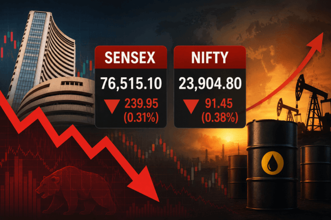 Stock market today: Sensex falls 240 points, Nifty slips below 23,950 on rising crude prices Stock market today: Sensex falls 240 points, Nifty slips below 23,950 on rising crude prices