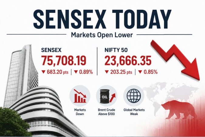 Stock market today: Sensex falls 683 points, Nifty drops below 23,700 on soaring crude prices Stock market today: Sensex falls 683 points, Nifty drops below 23,700 on soaring crude prices