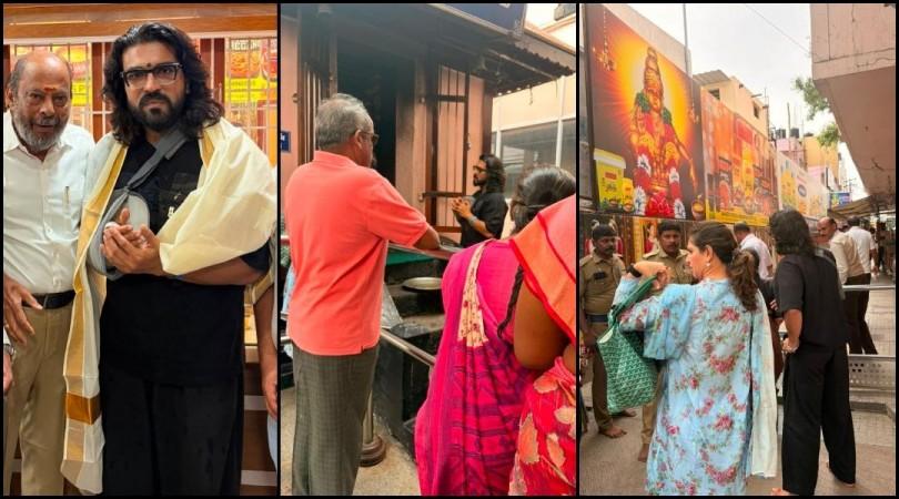 Ram Charan's First Public Appearance After Wrist Surgery: Visits Coimbatore Ayyappa Temple With Upasana