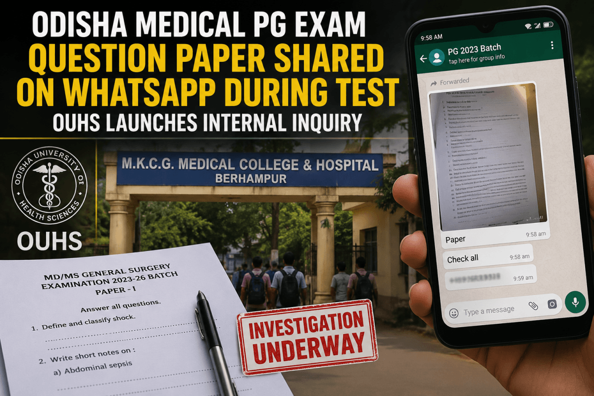 Medical PG paper 'shared on WhatsApp' minutes after exam begins in Odisha; officials say not a 'leak'