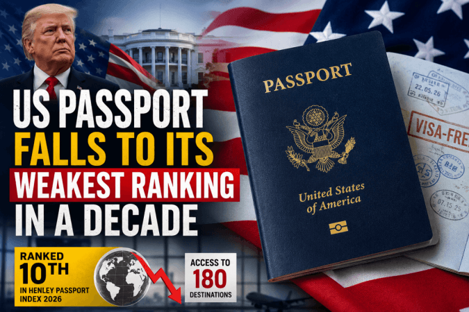 US passport slips to weakest ranking in a decade despite visa-free access to 180 destinations US passport slips to weakest ranking in a decade despite visa-free access to 180 destinations