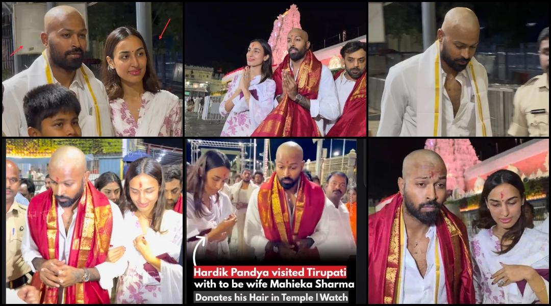 Hardik Pandya donates hair at Tirumala, offers prayers at Venkateswara Swamy temple with girlfriend Mahieka Sharma