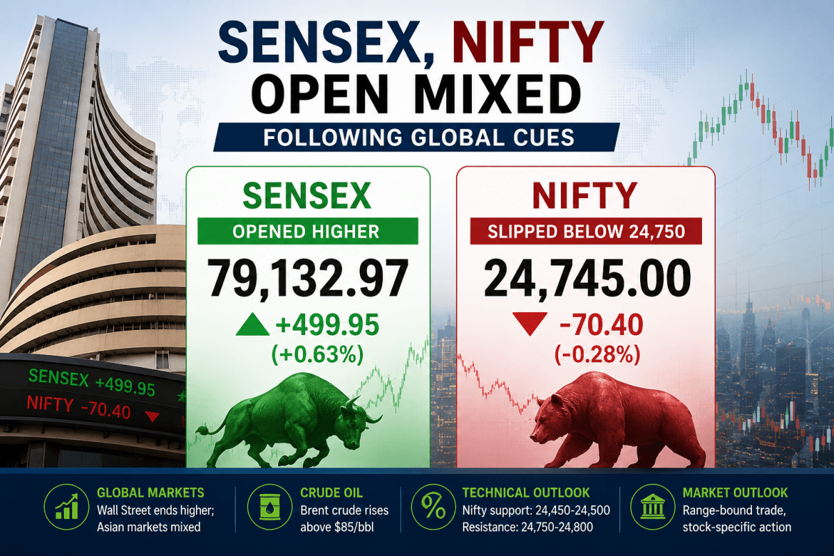 Stock Market Today: Sensex Gains 500 Points, Nifty Trades Lower Amid Mixed Global Signals