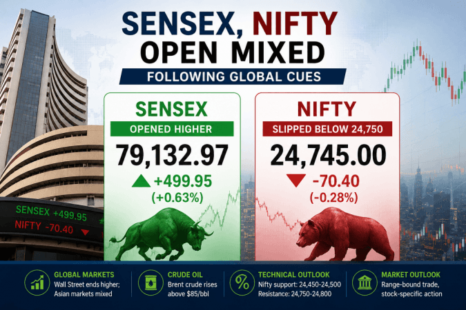 Stock Market Today: Sensex Gains 500 Points, Nifty Trades Lower Amid Mixed Global Signals