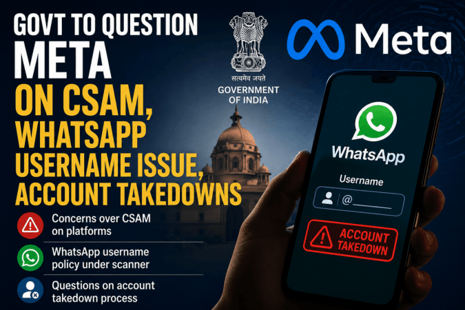 Govt to question Meta on CSAM, WhatsApp username issue, account takedowns Govt to question Meta on CSAM, WhatsApp username issue, account takedowns