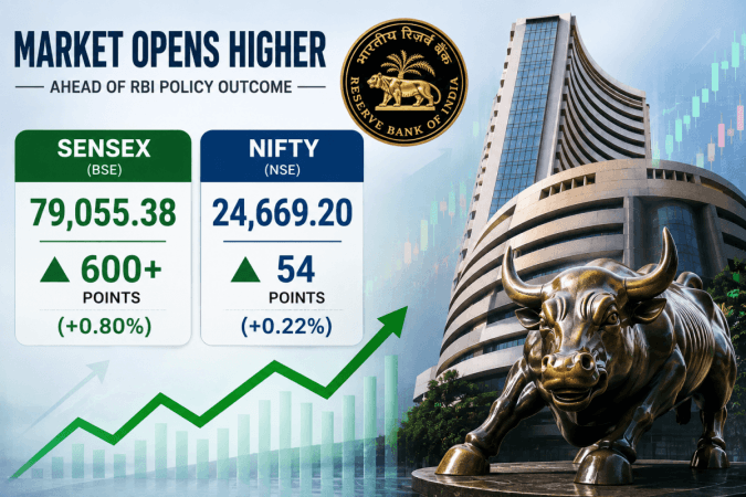 Sensex Opens Above 79,000, Nifty Rises Ahead of RBI Policy Decision; Realty, Auto Stocks Lead Gains Sensex Opens Above 79,000, Nifty Rises Ahead of RBI Policy Decision; Realty, Auto Stocks Lead Gains