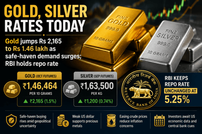 Gold Futures Surge ₹2,165 To Hit ₹1.46 Lakh As Safe-Haven Demand & Weaker Dollar Fuel Global Bullion Rally Gold Futures Surge ₹2,165 To Hit ₹1.46 Lakh As Safe-Haven Demand & Weaker Dollar Fuel Global Bullion Rally