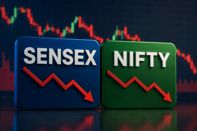 The Nifty ended the session down 65.35 points, or 0.27 per cent, at 24,570.65, while the Sensex declined 455.59 points, or 0.58 per cent, to settle at 78,499.17. The Nifty ended the session down 65.35 points, or 0.27 per cent, at 24,570.65, while the Sensex declined 455.59 points, or 0.58 per cent, to settle at 78,499.17.