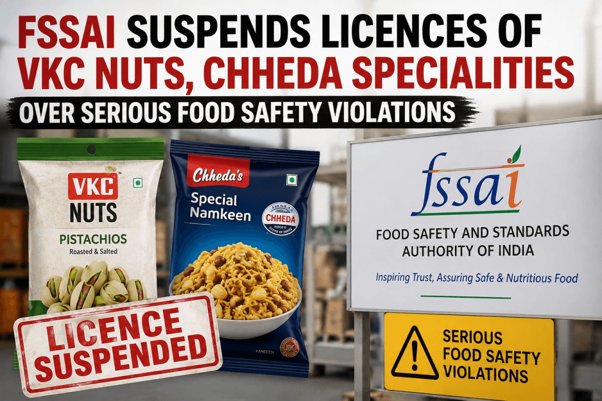 FSSAI suspends VKC Nuts, Chheda Specialities licences over serious food safety violations