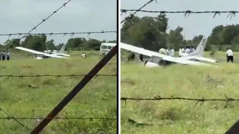 Baramati Airport Witnesses Second Plane Crash Incident As Trainer Aircraft Crashes, Sustains Minor Damage - Video Baramati Airport Witnesses Second Plane Crash Incident As Trainer Aircraft Crashes, Sustains Minor Damage - Video