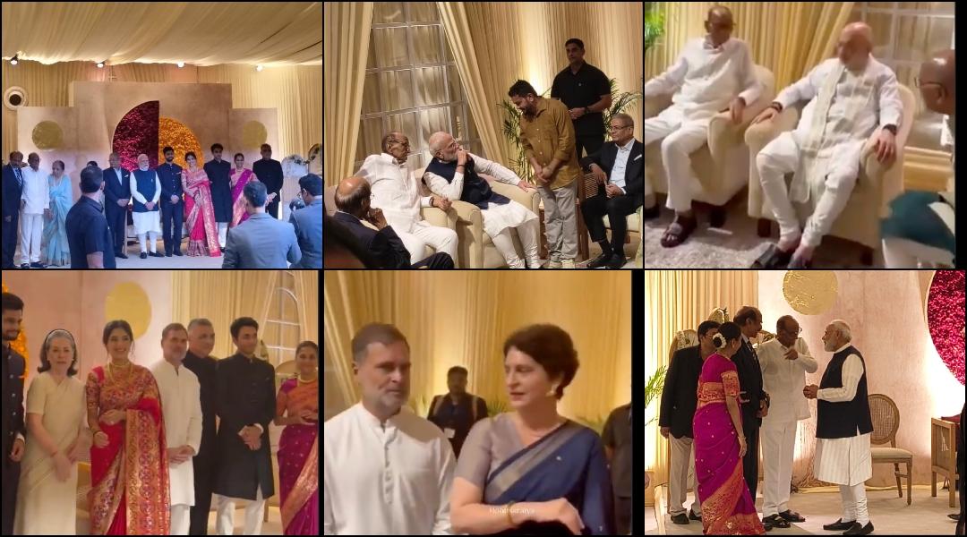 Revati's reception: Mom Supriya radiates in red, Sonia Gandhi in ivory, PM Modi, Amit Shah, Rahul shine in white traditional looks, Priyanka wears blue