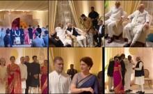 Revati's reception: Mom Supriya radiates in red, Sonia Gandhi in ivory, PM Modi, Amit Shah, Rahul shine in white traditional looks, Priyanka wears blue