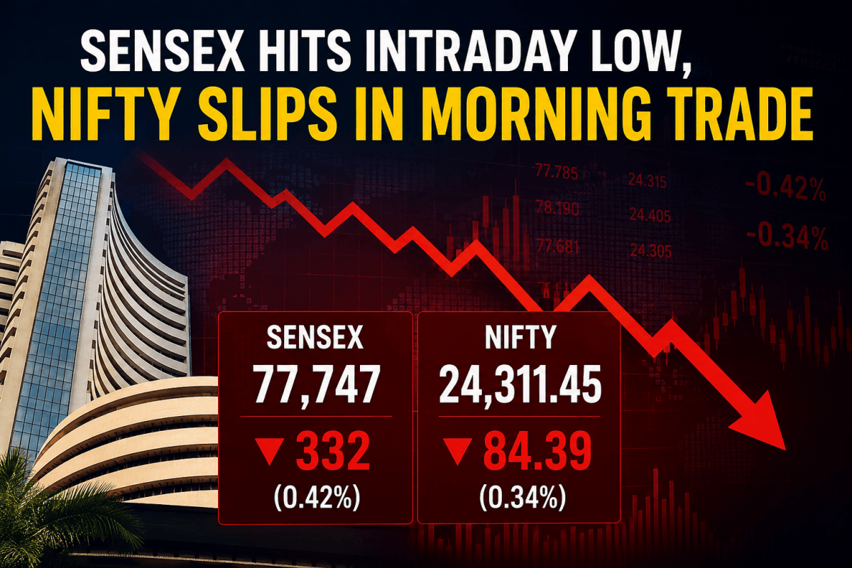 Sensex falls 332 points, Nifty slips 84 points in morning trade