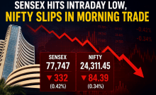 Sensex falls 332 points, Nifty slips 84 points in morning trade