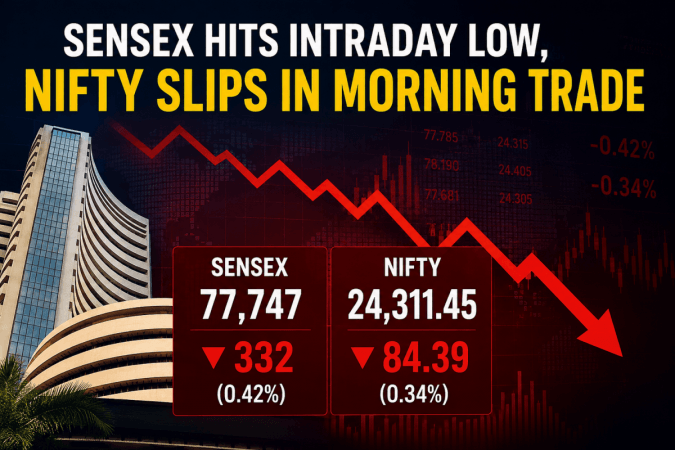 Sensex falls 332 points, Nifty slips 84 points in morning trade Sensex falls 332 points, Nifty slips 84 points in morning trade