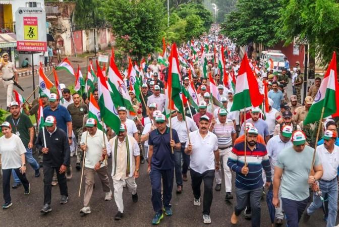 Politicians, bureaucrats and members of the civil society participated in Trianga rally in Jammu city Tiranga