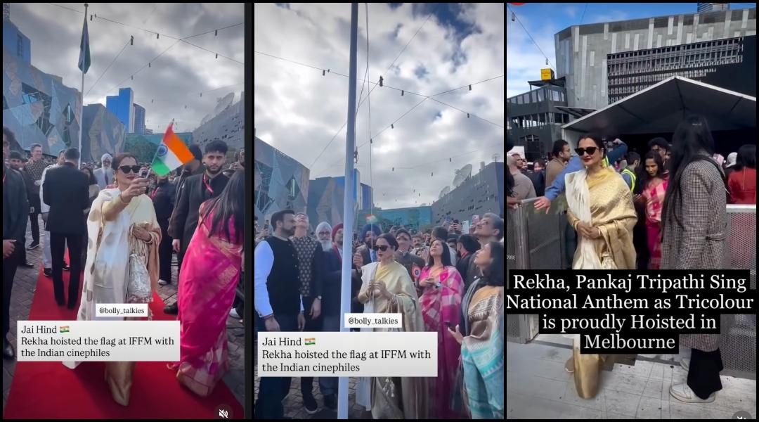 Rekha hoists flag, teaches Pankaj Tripathi to greet crowd in English in Melbourne; Kangana Ranaut, Akshay Kumar celebrate Independence Day 2026