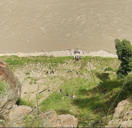 A view of the site where an ill-fated vehicle fell into the river Chenab in J&K's Kishtwar district. Kishtwar accident